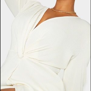 Cream Wrap Plisse Dress